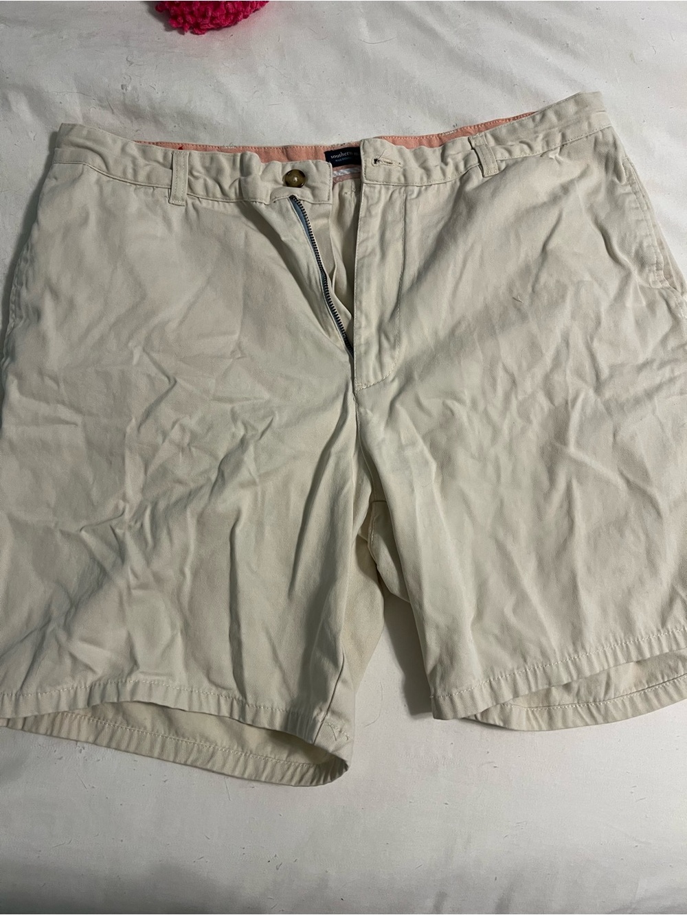 Southern Marsh Cream Flat-Front Chino Shorts
